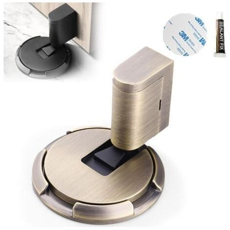 Mechanical Floor Stop, Magnetic Door Stop, Push Down Mechanical Door Stop (Antique Bronze) (1/5)