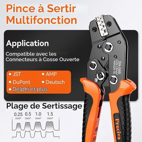Crimping Pliers for JST Connectors, Preciva 0.25-1.5 mm (1/4)