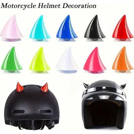 2 pièces cornes pour casque de trottinette électrique et moto, éclairage rond rétro rouge/bleu, accessoires multifonctions à ventouse, durable, couleur bleu clair (1/5)