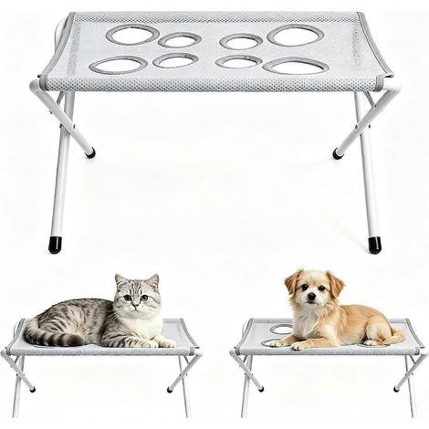 Support de bain pliable métallique tubulaire pour animaux, tapis maille séchage rapide 8 trous, adapté chiens et chats toutes races (1/5)