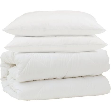 Ensemble de couette trois pièces en duvet d'oie et microfibre blanche (1/5)