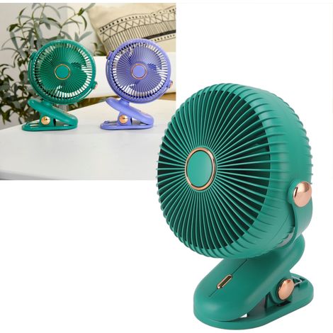 Minimalistischer, eleganter und stylischer Clip-Ventilator, ideal für Studentenzimmer, Kinderwagen und Autos. Wiederaufladbarer Mini-Clip-Ventilator, grün. (1/5)