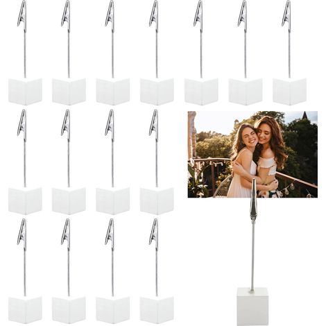 20 de Porte Photo Pince Support Photo Table Support Etiquette Porte-Clips Message Porte Photo Sur Pied Clip Photo Holders Pince Photo Deco Pour Décoration de Maison Bureau Mariage (Blanc) (1/5)