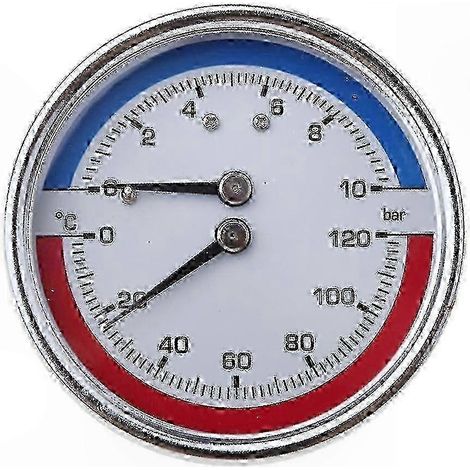 Manomètres de température et de pression de chaudière avec connexions 0-120 et 0-10 bar, compatibles avec les systèmes de surveillance des performances. (1/5)