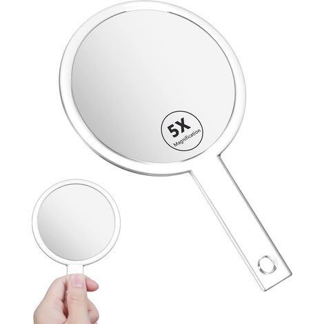 Miroir à Main, Miroir de Maquillage Grossissant Double Face 1X/5X (1/5)