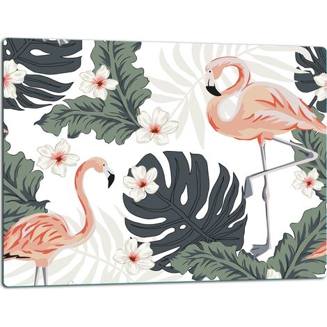 Planche à découper en verre 52x40 flamants roses (1/5)