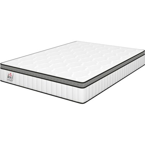 Matelas 140 x 190 cm, 20cm d'épaisseur, matelas à ressorts ensachés 7 zones mousse à mémoire forme au gel rafraîchissant (1/5)