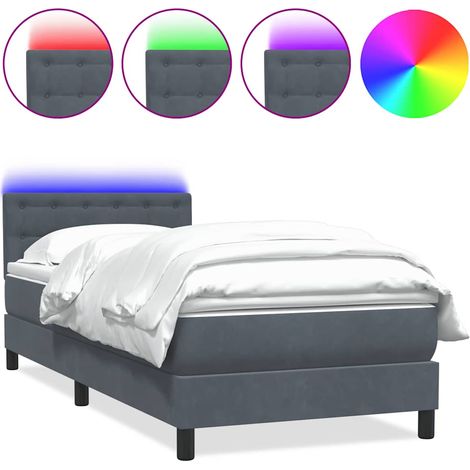 Maison Exclusive - Boxspringbett mit Matratze & LED Dunkelgrau 80