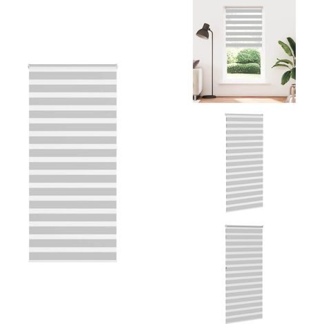 Store zèbre gris clair largeur du tissu 100,9 cm polyester - Store Zébré - Stores Zébrés - Store À Enrouleur Zébré - Double Store À Enrouleur (1/5)