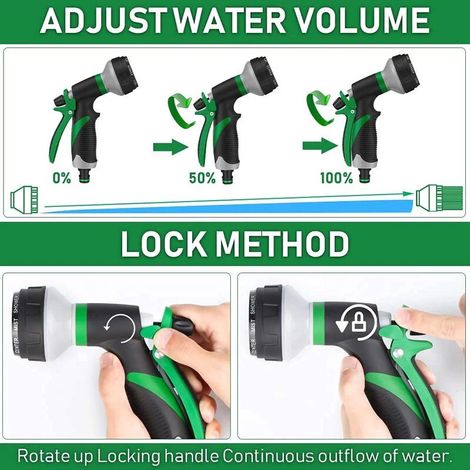 Pistolet d'Arrosage Réglable, Pistolet Arrosoir Pulvérisateur 8 Fonctions Pistolet à Eau Réglable, Pistolet à eau Haute Pression Adapté à l'irrigationde Jardin et des Plantes, Lavage de Voiture (1/3)