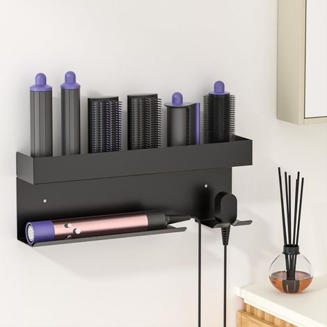 Support Seche Cheveux et Lisseur, Support seche Cheveux sans percage, Porte Seche Cheveux Mural pour Rangement Accessoires Styler Curling Appareils Applicable à La Salle De Bain