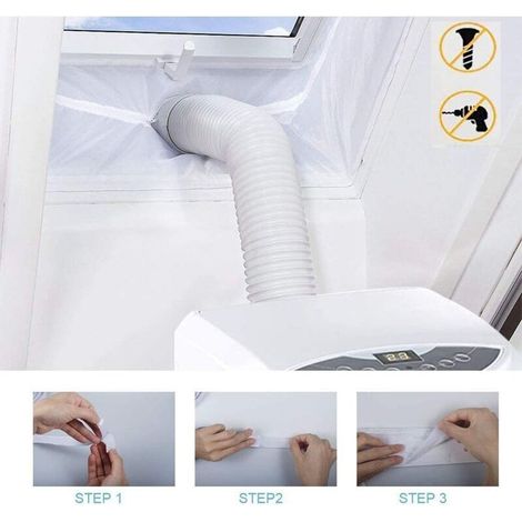 Joint de fenêtre 400 cm pour climatis portable et sèche-linge, joint de fenêtre universel adapté à chaque unité d'air mobile pour la fixation aux fenêtres, fenêtres à battants (1/5)