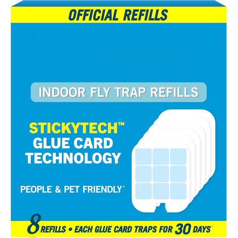 Recharges de pièges à mouches d'intérieur avec cartes adhésives, utilisant la technologie adhésive StickyTech, 8 cartes par paquet. (1/5)