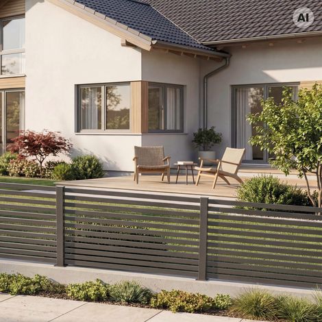 Minka Zaunserie Portico 194 x 120cm Aluminium Gartenzaun in Anthrazit (1/2)