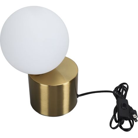 Lampe de chevet boule en verre avec socle en métal, design moderne et minimaliste, abat-jour sphérique pour ampoule G9, éclairage doux (1/5)
