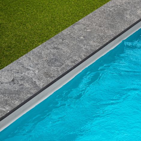 Margelle de piscine Pierre d'Asie Grise 100x30x3 cm Bord Droit (à l'unité) - RO'MA NATURE (1/4)