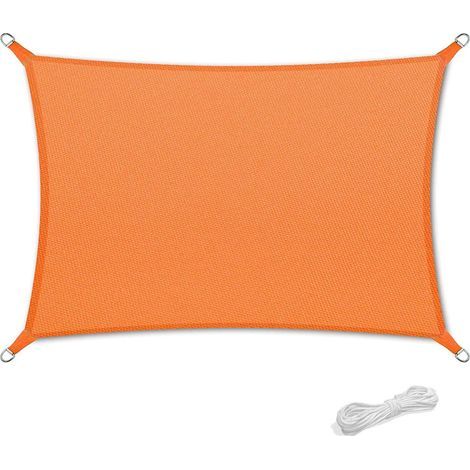 Voile d'ombrage 2x3m Auvent Résistante aux Imperméable pour Patio & Terrasse Jardin de Protection Solaire 90% Une Protection des Rayons UV avec Corde Libre Rectangulaire Orange (1/5)