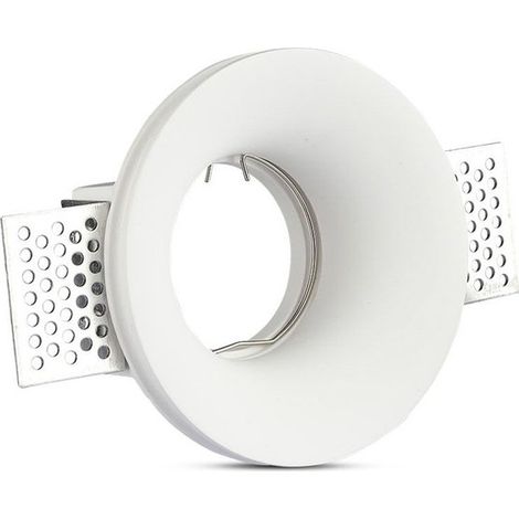 Portafaretto Lampada Led GU10 Da Incasso A Scomparsa Corpo Tondo Diametro 100mm In Gesso Bianco Verniciabile SKU-3697