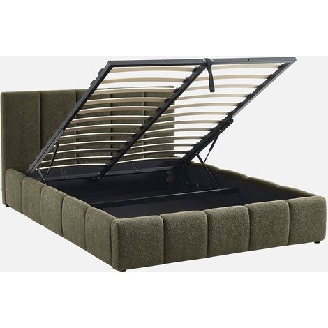 Struttura letto con contenitore e testiera 140cmx190cm, imbottita bouclé (1/5)