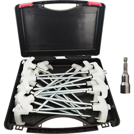 Lot de 20 clous de tente en métal robuste de 20,3 cm – Vis d'ancrage en métal – Ancrages au sol à visser – Piquets de tente phosphorescents – Piquets hexagonaux de tente percables et tête (1/5)