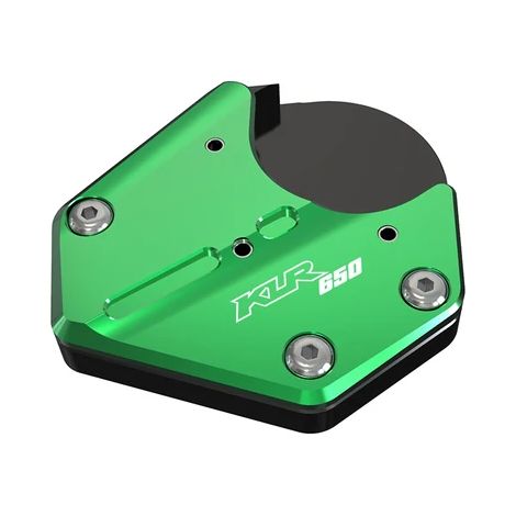 (KLR650 verte) Accessoires moto : Béquille latérale CNC, extension de béquille, plaque de support agrandie. Compatible avec Kawasaki KLR650 2008-2024, 2023, 2022, maxpower (1/4)