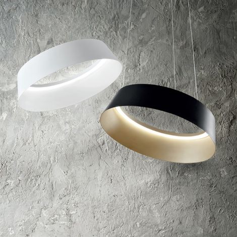 Lustre moderne le gea luce juliette s 2300lm module led intégré aluminium noir, finition métal blanc