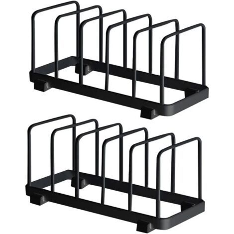 Assiette Organisateur, Égouttoir à Vaisselle, Supports à Assiettes, Organisateur d'Étagère à Assiettes, Rangement de Planche à Découper pour Cuisine Comptoir Placard (Noir, 2 Pièces) (1/4)