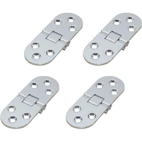 4 charnières pour table pliante, charnières plates pour porte de placard pliable, charnières en zinc à bord arrondi pour table pliante de machine à coudre, pour meubles et étagères rabattables. (1/5)