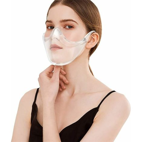 The transparent plastic mask is washable and reusable, protecting the face from mist and splashes. (1/5)