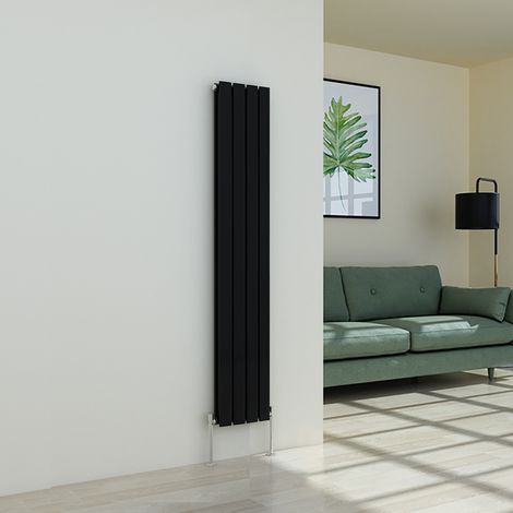 Warmehaus Flat Panel Black Radiator Vertical Double 1600x272mm