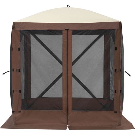Mophorn Gazebo Pop-Up, Tenda Parasole su 4 Lati con Pannelli Privacy Rimovibili e Finestre in Rete, Tenda con Schermo a Montaggio Rapido 6x6FT con Zanzariera, Marrone