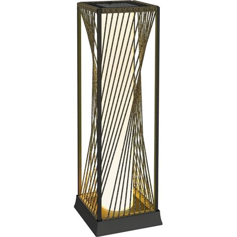 Farola solar de ratán estilo boho negro y gris, 25 LED, sensor de luz, hermética IP44 contra salpicaduras (1/5)