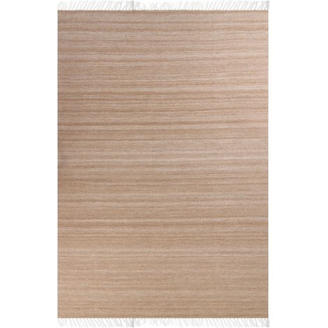Tappeto in PET riciclato beige con frange 160 x 230 cm Malhia