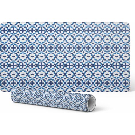 Alfombrilla de escritorio antideslizante con estampado geom茅trico retro de 90x45 cm.