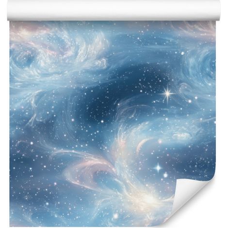 Papier peint aquarelle galaxie bleu, azur et gris clair 50x1000 cm (1/5)