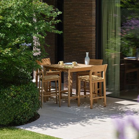 Salon de jardin bar en teck et rotin 4 personnes (1/5)