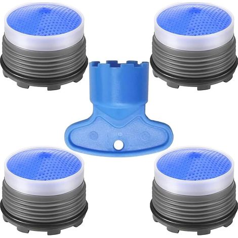Wasserhahn-Luftsprudler M18,5, Wasserhahn-Belüfter, Wasserhahn, Restriktor, Ersatzteile für Küche, Badezimmer, Waschbecken, Belüfter mit Schlüsselentfernungsschlüssel, 1,5 GPM, 18,5 mm, 4 Stück (1/5)