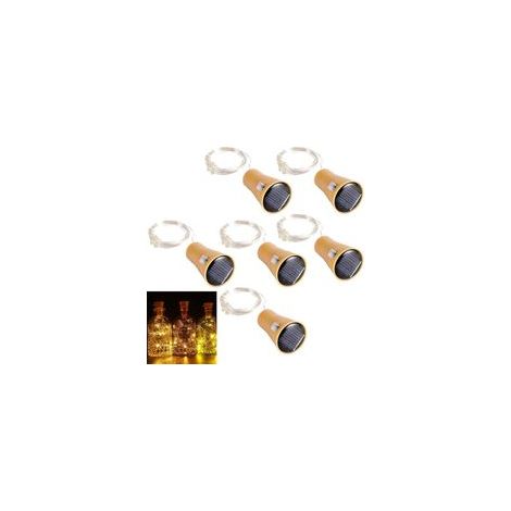 Lot de 6 Guirlandes Lumineuses LED Solaire Bouchon de la Bouteille 1m 10 LEDs Fil de Cuivre Lumière Décorative pour DIY Blanc Chaud