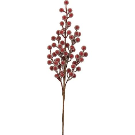 Ramo natalizio con bacche rosse effetto brinato in foam H50 cm (1/2)