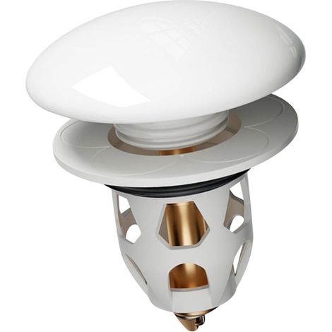 White Ceramic Sink Plug with Fast Drainage and Integrated