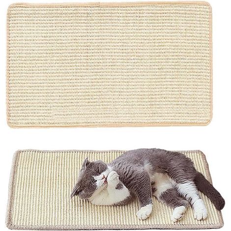 Tapis griffoir pour chat - Sisal naturel - 40 x 60 cm - Beige - Rectangulaire - Intérieur (1/4)