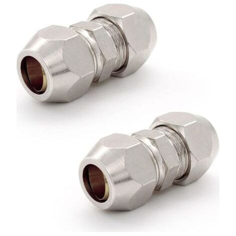 2 Pièces Raccord Olive 8MM Gaz, Argent Tuyau Pneumatique Raccord, Cuivre Nickelé Tube Double Droite Connecteur Rapide