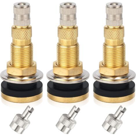 3pcs Tige Valve Pneu pour TR618A, Tiges Valve Tracteur sans Chambre à Air avec 3pcs Couvercles de Démontage de Noyau de Valve en Laiton Adaptés aux Tracteurs Niveleuses Excavatrices (1/5)
