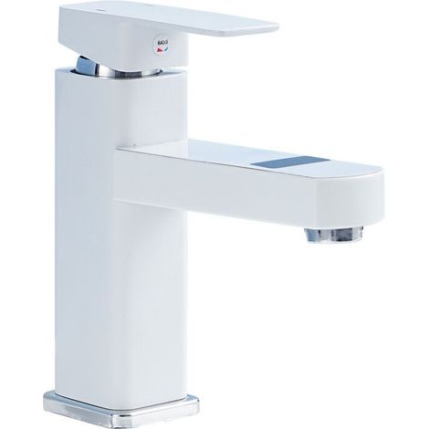 Unique Basin Faucet, Solid Brass Bathroom Mixer Tap, Sparkling Bathroom Faucet, Single Handle Basin Faucet, Chrome + White (1/5)