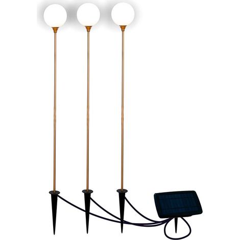 Lámpara de Jardín LED 3W Bruna 80 3 Picas Solar y Battery Brass Blanco Cálido (1/4)