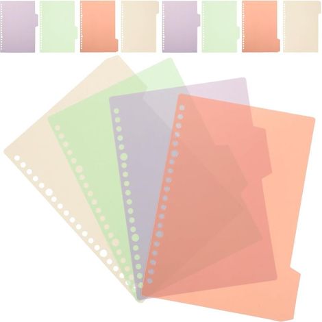 Beyamis 10 jeux d'intercalaires A5 à 20 trous avec 4 onglets en polypropylène de couleur pour cahiers et feuilles mobiles (1/5)