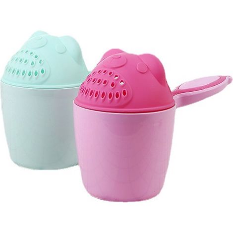 Lot de 2 gobelets de rinçage pour cheveux et douche pour bébés et enfants couleurs verte et rose (1/5)