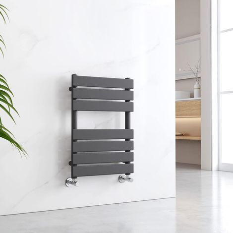 EMKE Flat Panel Heated Towel Rail Anthracite Bathroom Ladder Radiator Warmer 650 x 450 mm Towel Radiator (1/5)