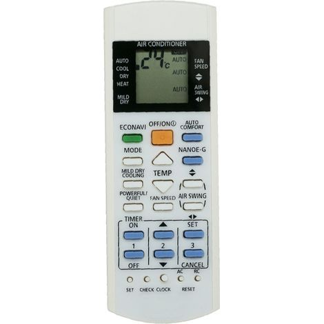 Télécommande de climatiseur Panasonic A75C3300 – ABS résistant – Portée jusqu'à 10 m – Alimentation 2 piles AAA – Remplacement pour modèles 3208 3706 3708 3883 3935 (1/4)