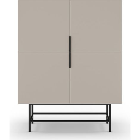 SOMA - Commode 4 portes 100cm en mélamine - Beige (1/5)